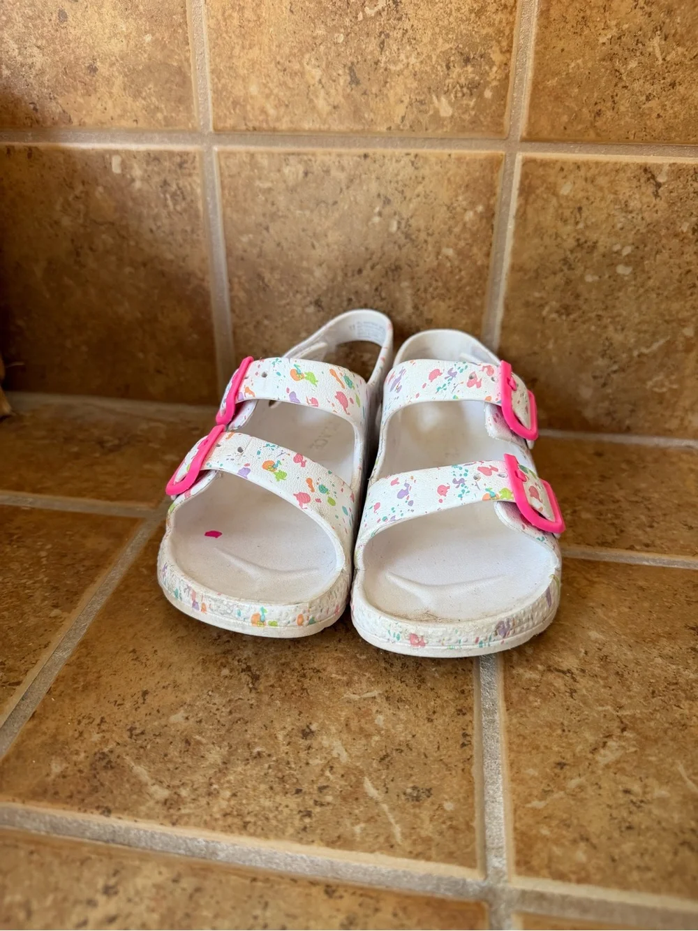 Kids White Multi-Splash Sandals